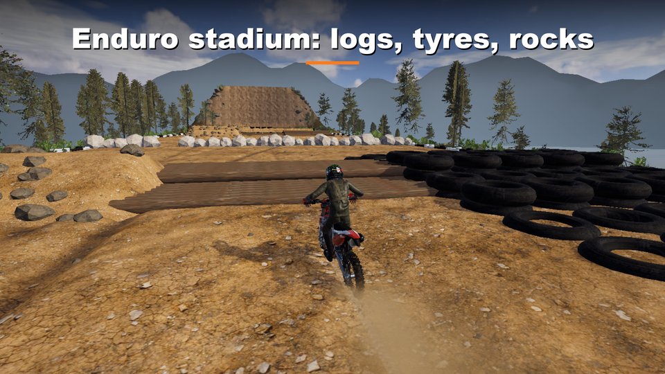 Enduro stadium with tyres and logs